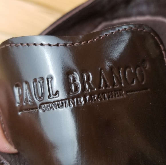 Men's 100% Genuine Leather Brown Ankle Boots 7 US Paul Branco Side Zip Lace-up - Picture 9 of 12